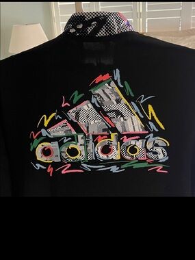 Adidas Black zip up with Multicolor Logo